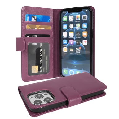 Coque pour Apple iPhone 13 PRO en ORCHIDÉE VIOLETS Housse de protection Étui avec fermeture magnétique et 3 emplacements pour cartes