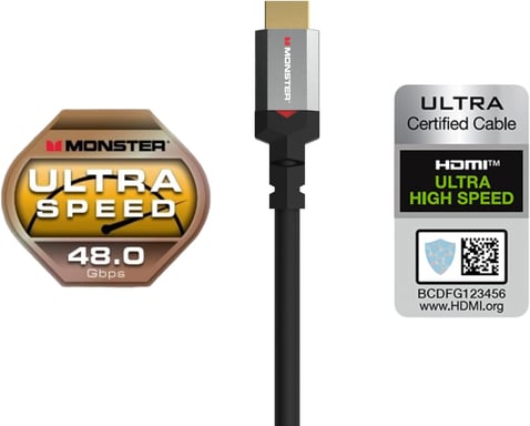 Câble HDMI Monster 1.80M - Résolution 8K - Dolby Vision - 48 GBPS - Vitesse Éclair - Homologué UL et CL3