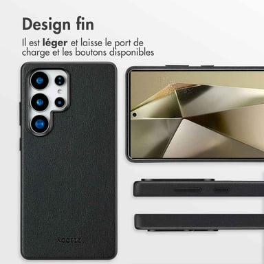 Accezz Coque arrière en cuir avec Magsafe pour Samsung Galaxy S25 Ultra - Onyx Black
