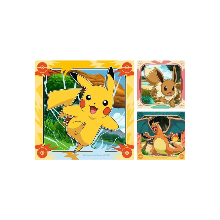 Puzzles 3x49 pièces : Pikachu Dracaufeu et Evoli Ravensburger France - vue 9