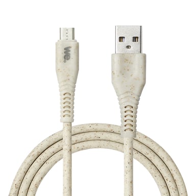 Cavo WE Biosourced da USB A a Micro-USB 2A - Cavo e confezione realizzati con prodotti ecologici - Lunghezza 1 metro