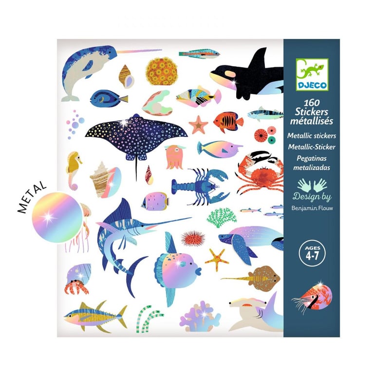 Pochette de 160 Stickers Métallisés sur le Thème de 'Océan pour Enfants Neuf - vue 1