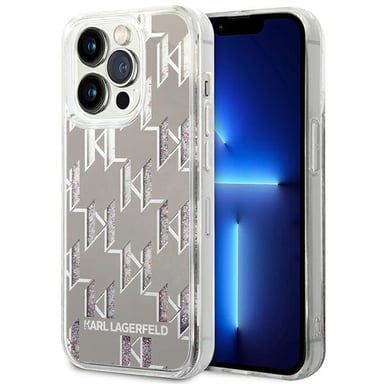 Custodia Karl Lagerfeld per iPhone 14 Pro 6.1'' argento Liquid Glitter Monogram