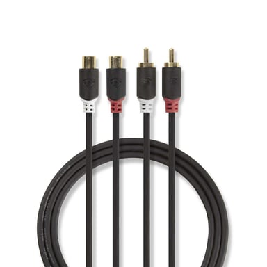 Nedis CABW24205AT20 câble audio 2 m 2 x RCA Anthracite - Neuf