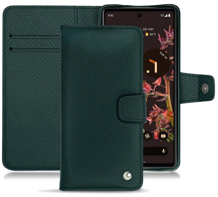 Housse cuir Google Pixel 6 - Rabat horizontal portefeuilleVert
