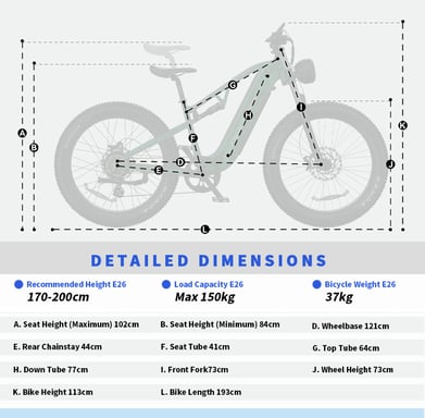 Bicicleta eléctrica DUOTTS-E26 Batería Samsung de 48 V y 20 Ah Bicicleta eléctrica con cambio de color dinámico Potente motor Bafang Sistema de cambio SHIMANO de 8 velocidades Bicicleta eléctrica de montaña