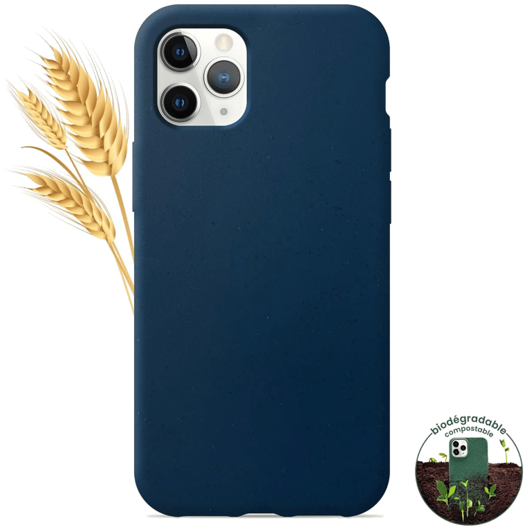 Coque silicone unie compatible Biodégradable Bleu Apple iPhone 11 Pro