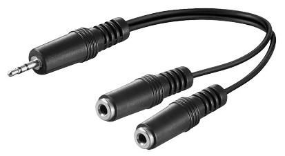 Microconnect AUDLL02 câble audio 0,2 m 3,5mm 2 x 2,5 mm Noir - Neuf