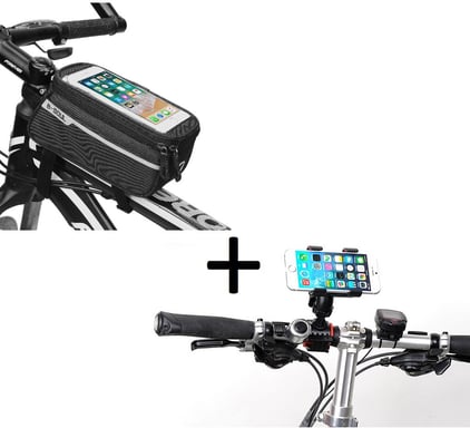 Pack Velo pour Smartphone (Support Vélo Guidon + Pochette Tactile) VTT Cyclisme (NOIR)