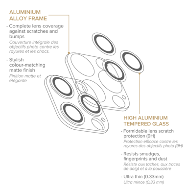 Tapa del objetivo de aleación metálica para Apple iPhone 13 Pro/13 Pro Max, azul titanio