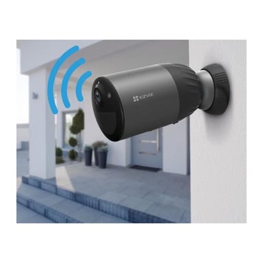 EZVIZ Camera Wifi Extérieure BC1C 2K PLUS sur Batterie 10 400mAH IP66 4MP Vision nocture couleur, protection sirene et flash, eMMC 32Go  + Panneau solaire