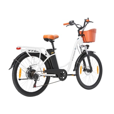 TTGO YY-26ST Bicicletta elettrica - Motore 250W Batteria 36V14.5AH Pneumatici 26 pollici Velocità massima 25 km/h Freni a disco meccanici - Bianco