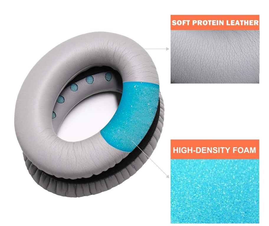 Coussinets pour Bose QC35 I/II, QC25, QC15, QC 2 AE 2, AE 2i, AE 2w, SoundTrue Grey - Neuf