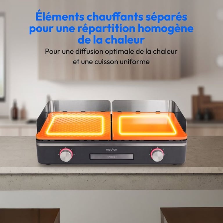 Plancha électrique MEDION MD12027 Double zones de cuisson 521 x 284 x 102cm - vue 4