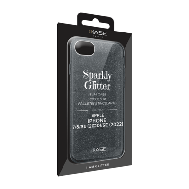 Funda fina con purpurina brillante para Apple iPhone 7/8/SE 2020/SE 2022, Negro
