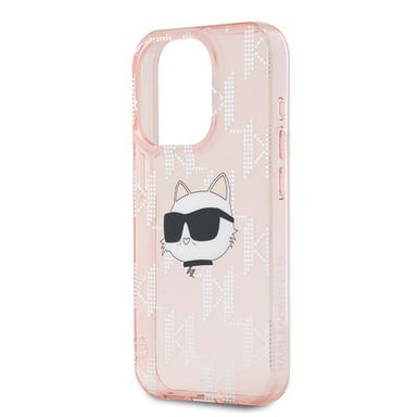 Custodia Karl Lagerfeld per iPhone 15 Pro 6.1'' rosa Custodia rigida IML Choupette Head & Monogram