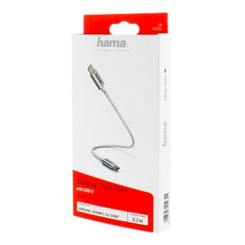 Cable de carga/datos, USB Type-C - USB Type-C, 0,2 m, blanco
