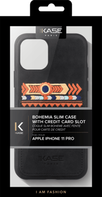 Bohemia Slim Case avec fente pour carte de crédit pour Apple iPhone 11 Pro, Noir olive
