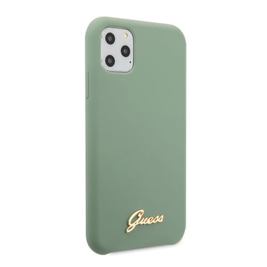 Custodia Guess per iPhone 11 Pro Max in silicone Logo Oro Vintage