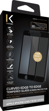 Protector de pantalla de cristal templado de borde a borde para Apple iPhone 6/6s/7/8/SE 2020, Negro