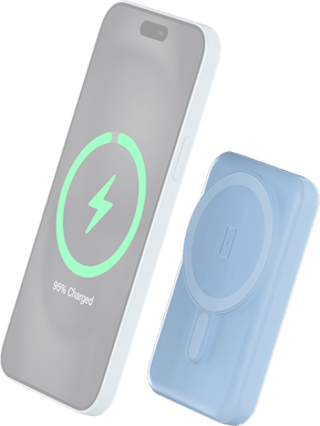 Powerbank sans fil MagSafe 5000mAh 2 ports USB A+C 10W Qi Bleu Bigben - Neuf