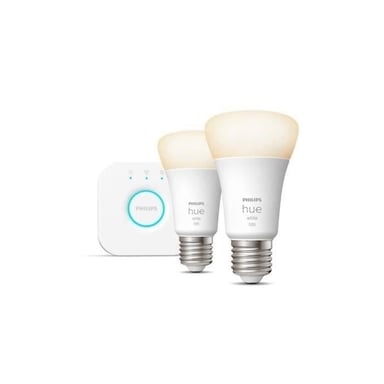 Starter-Kit bianco E27 (due lampade, un ponte Hue, 75 Watt)