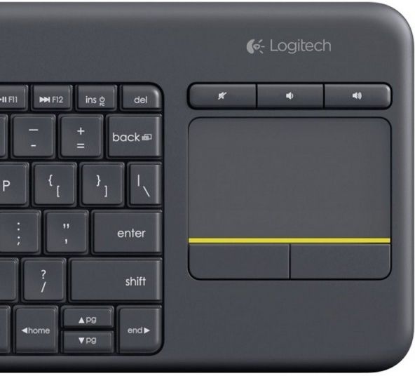LOGITECH - K400 Plus Teclado multimedia para TV - QWERTY - Inalámbrico - Touch Pad - Negro