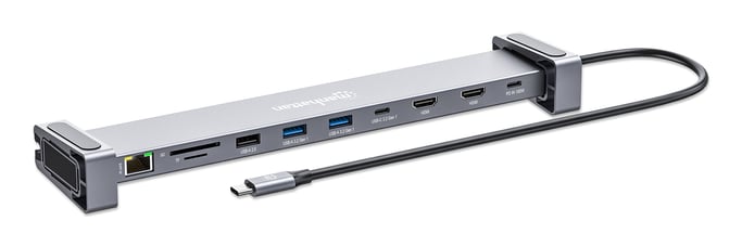 Manhattan 190398 base para portátil y replicador de puertos Alámbrico USB 3.2 Gen 1 (3.1 Gen 1) Type-C Gris