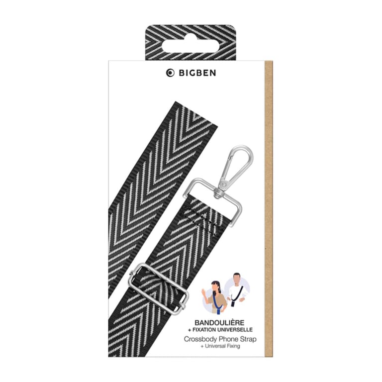 Bandoulière Lanière Universelle Amovible Brésilienne Argent Bigben - Neuf