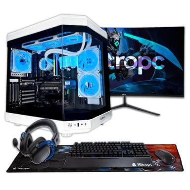 PC Gaming completo Nitropc Pack Platinum - Intel i7-14700KF, RTX 5060 Ti 16GB, RAM 32GB, M.2 2TB, Windows 11, WiFi - Monitor 27'' 2K curvo + accesorios