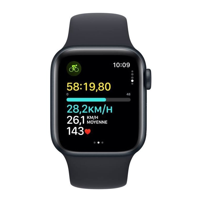Watch SE 2 OLED GPS, boitier en aluminium de 40 mm avec boucle en caoutchouc S/M, Noir