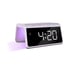 Reloj despertador digital - Reloj despertador con carga inalámbrica - Reloj digital - Regulador de intensidad - Dos alarmas - Apto como despertador infantil - Luz nocturna de 8 colores - Color morado (HCG019QI-PU)