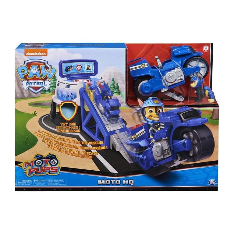 PAT PATROUILLE - PLAYSET LANCEUR MOTO PUPS Paw Patrol Avec Lanceur Interactif + Figurine Chase - 6060233 - Jouet Enfant 3 Ans et - Neuf