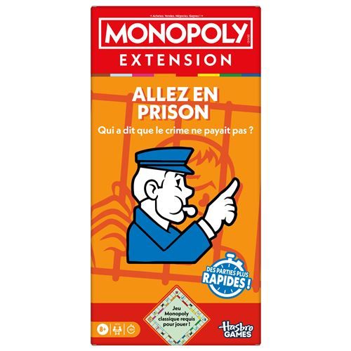 Monopoly Extension Allez en prison, rend le jeu Monopoly classique plus amusant et plus rapide, jeux de plateau, 2 a 6 joueurs, 40 m - Neuf