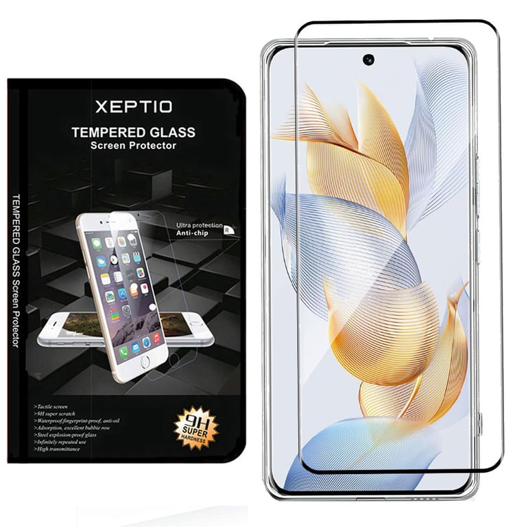 Honor 90 Lite 5G protector de pantalla de cristal negro - Xeptio
