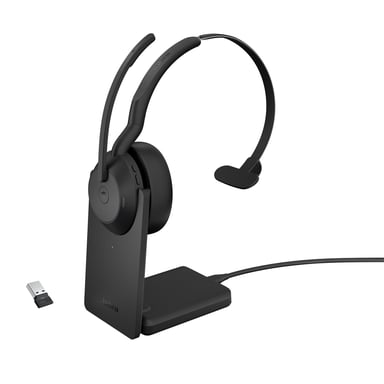 Jabra 25599-899-989 Cuffie ad archetto con e senza fili Supporto di ricarica Bluetooth per scrivania/centro chiamate Nero
