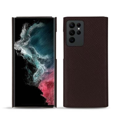 Coque cuir Samsung Galaxy S22 Ultra -  - Marron envoûtant ( Pantone #4e3629 ) - Cuir saffiano