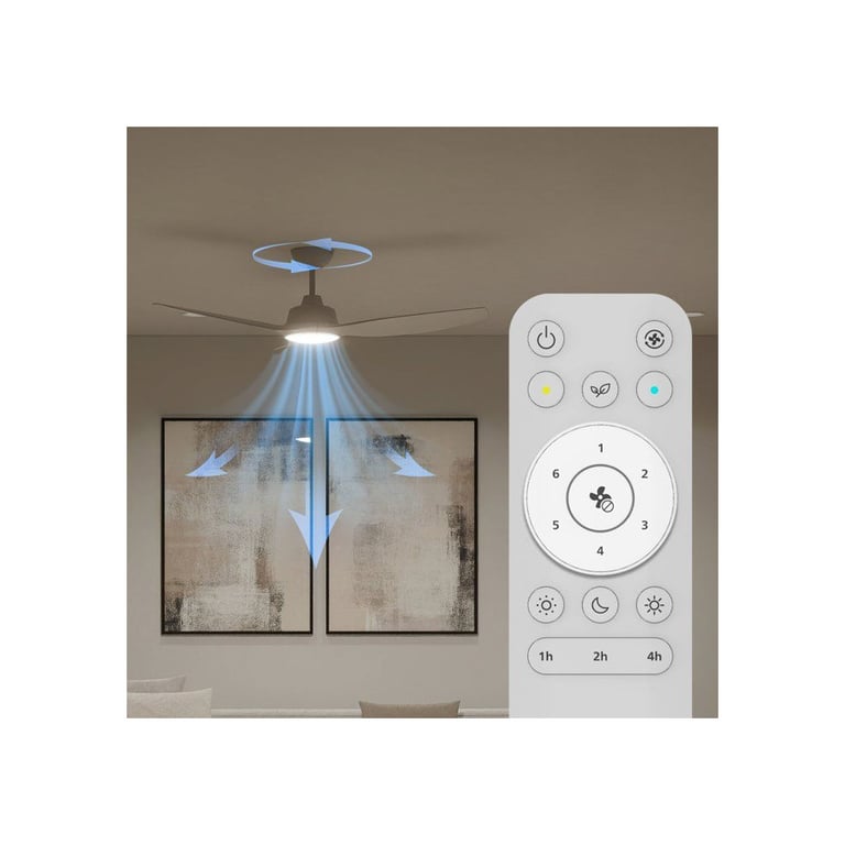 Ventilateur De Plafond Philips – Pales Fixes, Lumière Réglable, Télécommande Incluse - vue 4