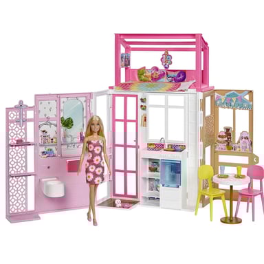 Mattel Set de casa de muñecas Barbie de 2 niveles con muñeca y accesorios Multicolor