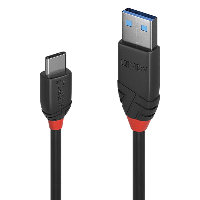 Lindy Black Line - Cable USB de type-C - 24 pin USB-C pour USB type A - 50 cm