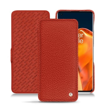 Housse cuir OnePlus 9 Pro - Rabat horizontal - Orange - Cuir grainé