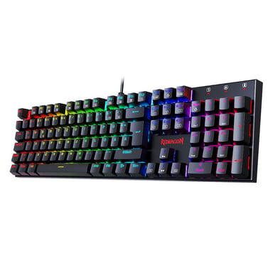 Redragon Teclado Mecánico 105 Teclas K565-RGB Retroiluminación RGB Alemán Base Aluminio Switch Rojo - Negro