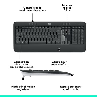Logitech 920-008676 teclado Ratón incluido Universal RF inalámbrico AZERTY Francés Negro, Blanco