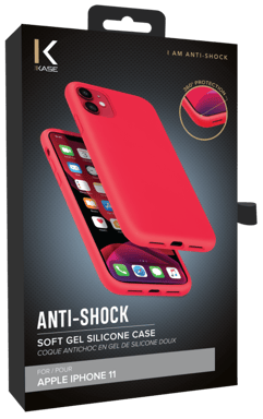 Carcasa de gel de silicona suave a prueba de golpes para Apple iPhone 11, rojo fuego