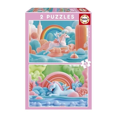 Puzzle - EDUCA - Licornes Magiques - 2 x 48 pieces - Theme Fantastique - Pour Enfants - 4 ans et plus