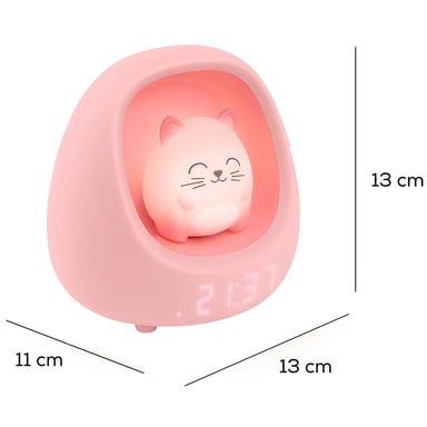 Sveglia Digitale per Bambini con Luce Notturna e 3 Melodie Rilassanti Gatto