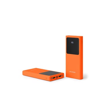 FOREVER Colorum Power Bank 10000mAh Orange - Batterie Externe Portable avec USB-C microUSB - Power Bank avec Écran LED - Batterie Externe Charge Rapide de Deux Appareils avec Deux Voyants LED