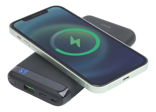 Deltaco PB-Q1003 batería externa Polímero de litio 10000 mAh Cargador inalámbrico Negro