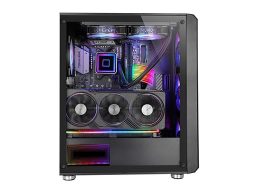 MARS GAMING Caja Mid Tower ATX MC-Vault RGB con panel de cristal (Negro)