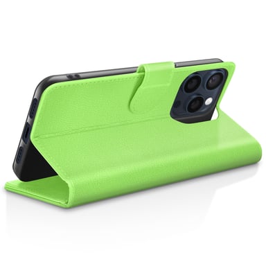 Zanaé Funda tipo cartera para iPhone 15 Pro Max con soporte y lengüeta magnética Verde